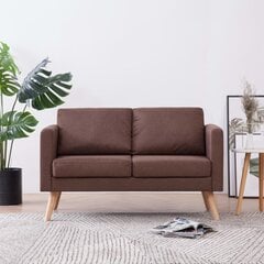 vidaXL divvietīgs dīvāns, brūns audums цена и информация | Диваны | 220.lv