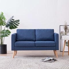 vidaXL divvietīgs dīvāns, zils audums цена и информация | Диваны | 220.lv
