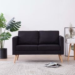 Черный диван из искусственной кожи, двойной цена и информация | Диваны | 220.lv
