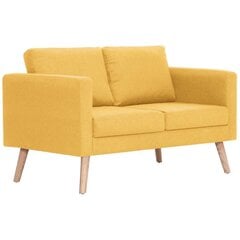 vidaXL divvietīgs dīvāns, dzeltens audums cena un informācija | Dīvāni | 220.lv