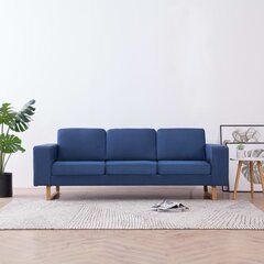 vidaXL trīsvietīgs dīvāns, zils audums cena un informācija | Dīvāni | 220.lv