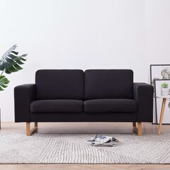 vidaXL divvietīgs dīvāns, melns audums цена и информация | Диваны | 220.lv