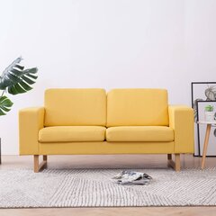 vidaXL divvietīgs dīvāns, dzeltens audums cena un informācija | Dīvāni | 220.lv
