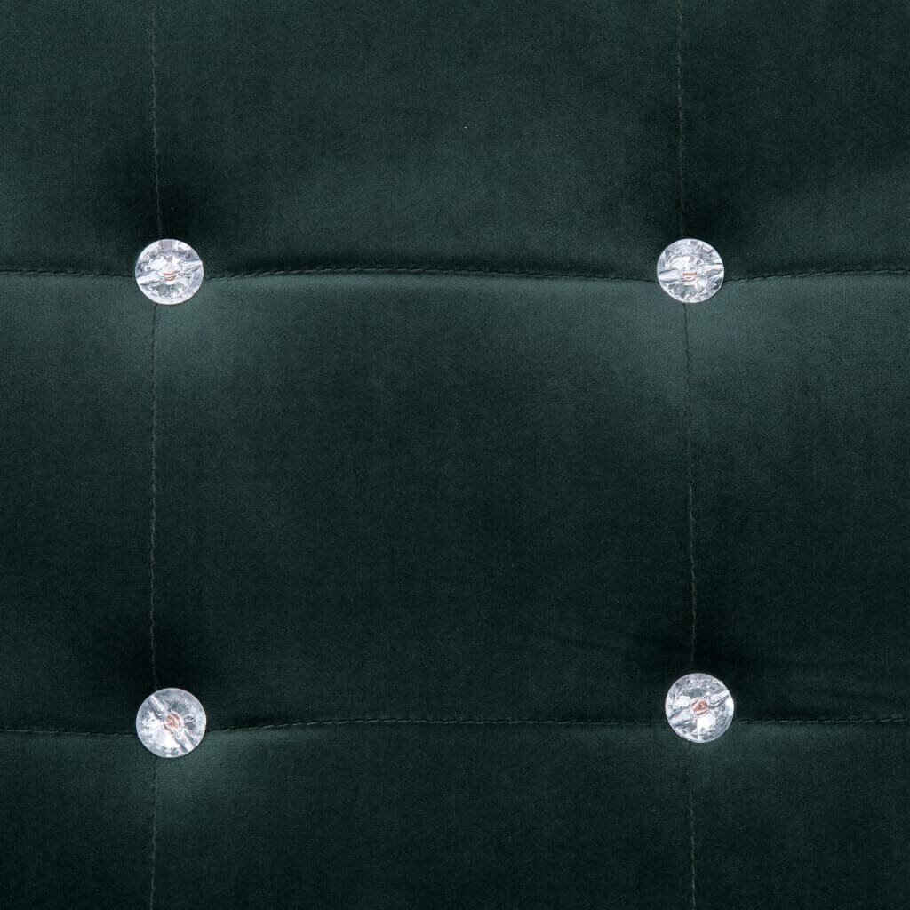vidaXL divvietīgs dīvāns ar roku balstiem, hroms, tumši zaļš samts cena un informācija | Dīvāni | 220.lv