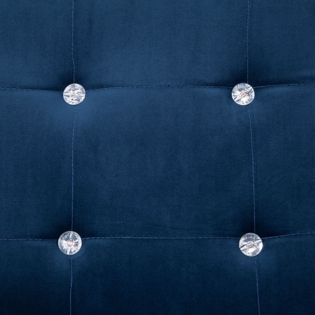 vidaXL divvietīgs dīvāns ar roku balstiem, hroms, zils samts cena un informācija | Dīvāni | 220.lv