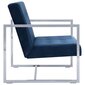 vidaXL divvietīgs dīvāns ar roku balstiem, hroms, zils samts cena un informācija | Dīvāni | 220.lv