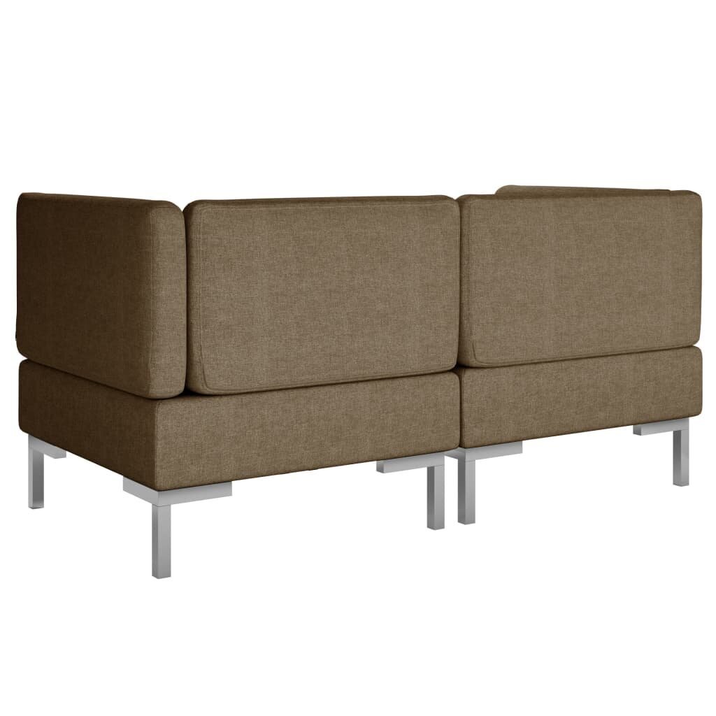 vidaXL stūra dīvāni ar matračiem, 2 gab., brūns audums cena un informācija | Dīvāni | 220.lv