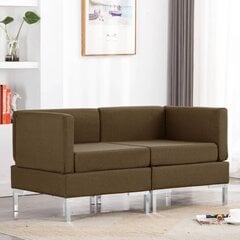 vidaXL stūra dīvāni ar matračiem, 2 gab., brūns audums cena un informācija | Dīvāni | 220.lv