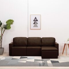 vidaXL dīvāngulta, trīsvietīga, pārveidojama, brūna mākslīgā āda cena un informācija | Dīvāni | 220.lv