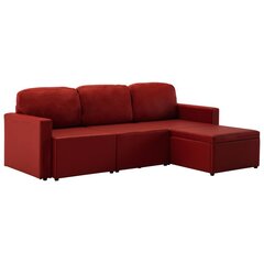 vidaXL dīvāngulta, trīsvietīga, pārveidojama, vīnsarkana mākslīgā āda cena un informācija | Dīvāni | 220.lv