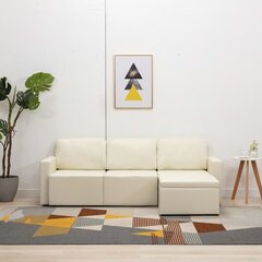 vidaXL dīvāngulta, trīsvietīga, pārveidojama, krēmkrāsas mākslīgā āda cena un informācija | Dīvāni | 220.lv