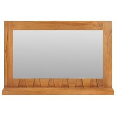 vidaXL sienas spogulis ar plauktu, 60x12x40 cm, masīvs tīkkoks cena un informācija | Spoguļi | 220.lv