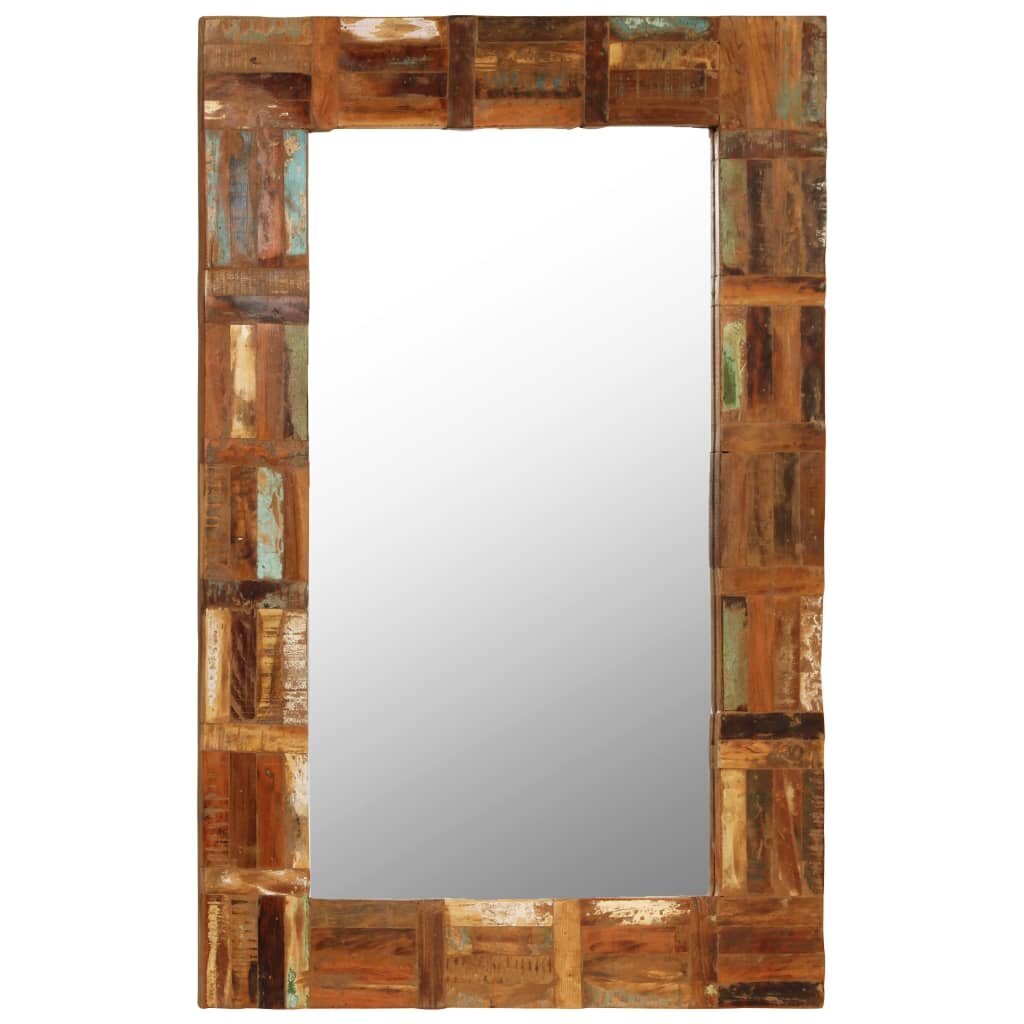 vidaXL sienas spogulis, masīvs pārstrādāts koks, 60x90 cm cena un informācija | Spoguļi | 220.lv