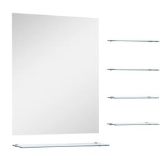 vidaXL sienas spogulis ar 5 plauktiem, sudraba krāsa, 50x60 cm cena un informācija | Spoguļi | 220.lv