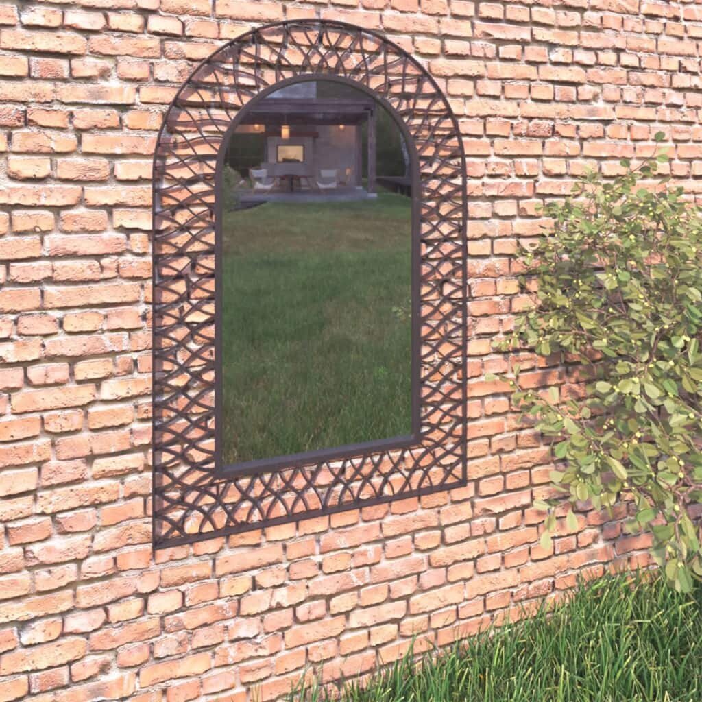 vidaXL dārza spogulis, arkveida, 50x80 cm, melns cena un informācija | Spoguļi | 220.lv