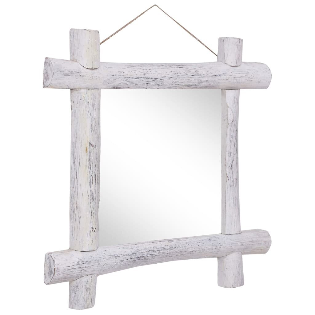 vidaXL spogulis, balts, 70x70 cm, baļķu dizains, pārstrādāts masīvkoks cena un informācija | Spoguļi | 220.lv