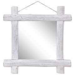 vidaXL spogulis, balts, 70x70 cm, baļķu dizains, pārstrādāts masīvkoks цена и информация | Зеркала | 220.lv