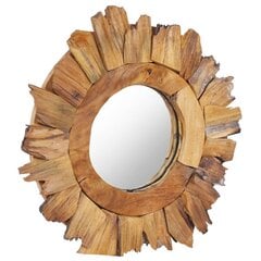 vidaXL sienas spogulis, 40 cm, apaļš, tīkkoks cena un informācija | Spoguļi | 220.lv