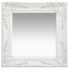 vidaXL baroka stila sienas spogulis, 40x40 cm, balts cena un informācija | Spoguļi | 220.lv