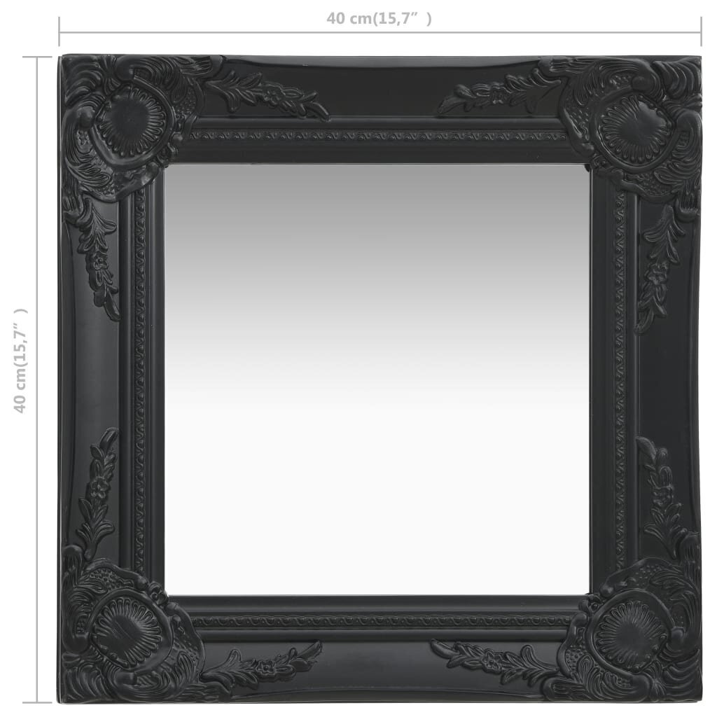 vidaXL baroka stila sienas spogulis, 40x40 cm, melns cena un informācija | Spoguļi | 220.lv