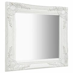 vidaXL baroka stila sienas spogulis, 50x50 cm, balts cena un informācija | Spoguļi | 220.lv