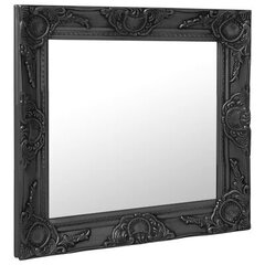 vidaXL baroka stila sienas spogulis, 50x50 cm, melns цена и информация | Зеркала | 220.lv