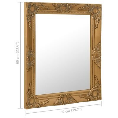 vidaXL baroka stila sienas spogulis, 50x60 cm, zelta krāsā цена и информация | Spoguļi | 220.lv