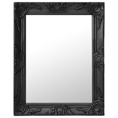 vidaXL baroka stila sienas spogulis, 50x60 cm, melns цена и информация | Spoguļi | 220.lv