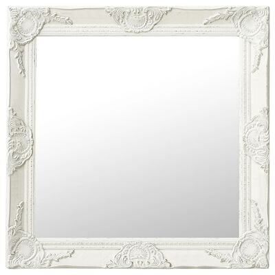 vidaXL baroka stila sienas spogulis, 60x60 cm, balts cena un informācija | Spoguļi | 220.lv