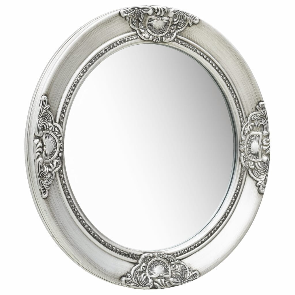 vidaXL baroka stila sienas spogulis, 50 cm, sudraba krāsā cena un informācija | Spoguļi | 220.lv