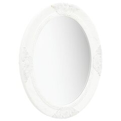 vidaXL baroka stila sienas spogulis, 50x60 cm, balts cena un informācija | Spoguļi | 220.lv