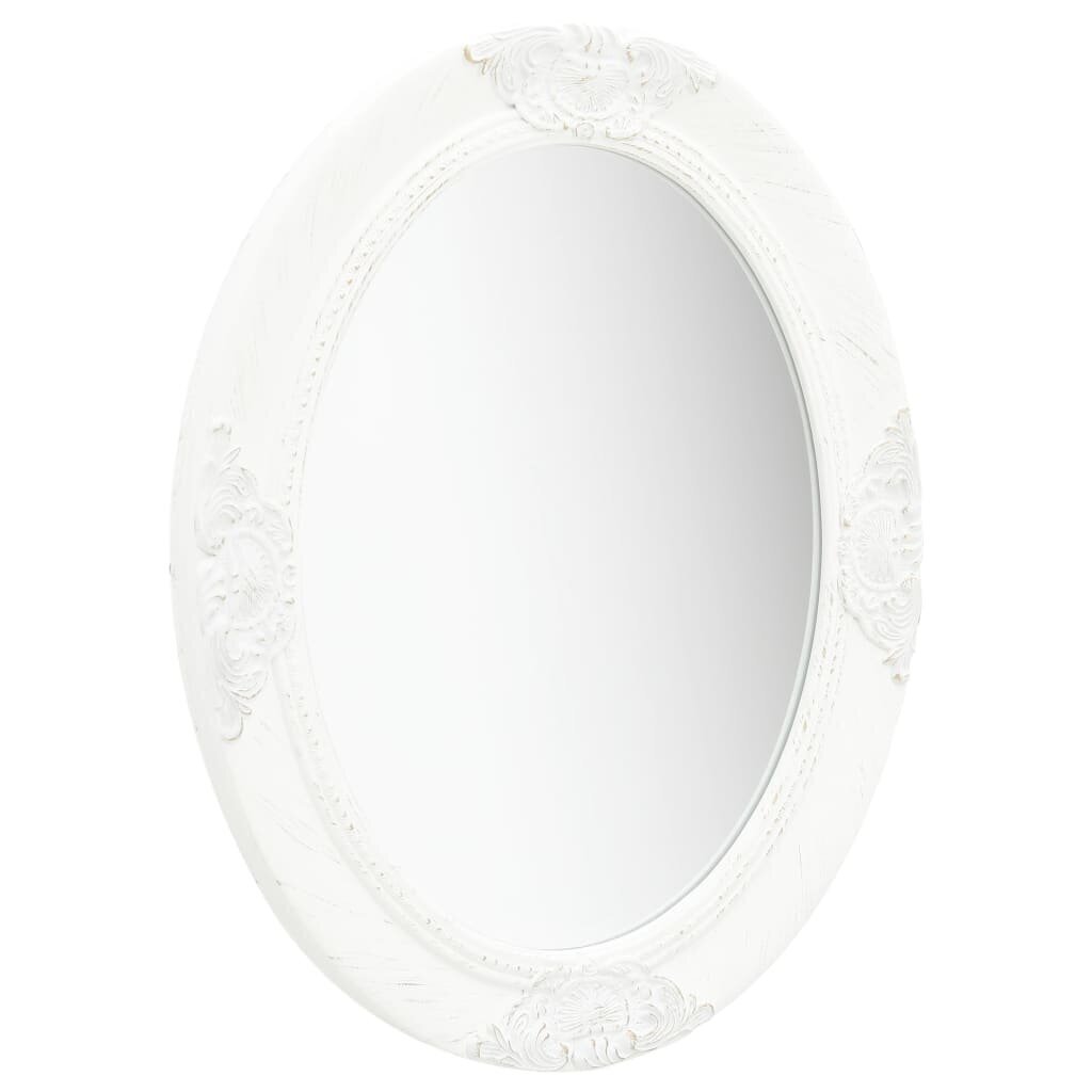 vidaXL baroka stila sienas spogulis, 50x60 cm, balts цена и информация | Spoguļi | 220.lv