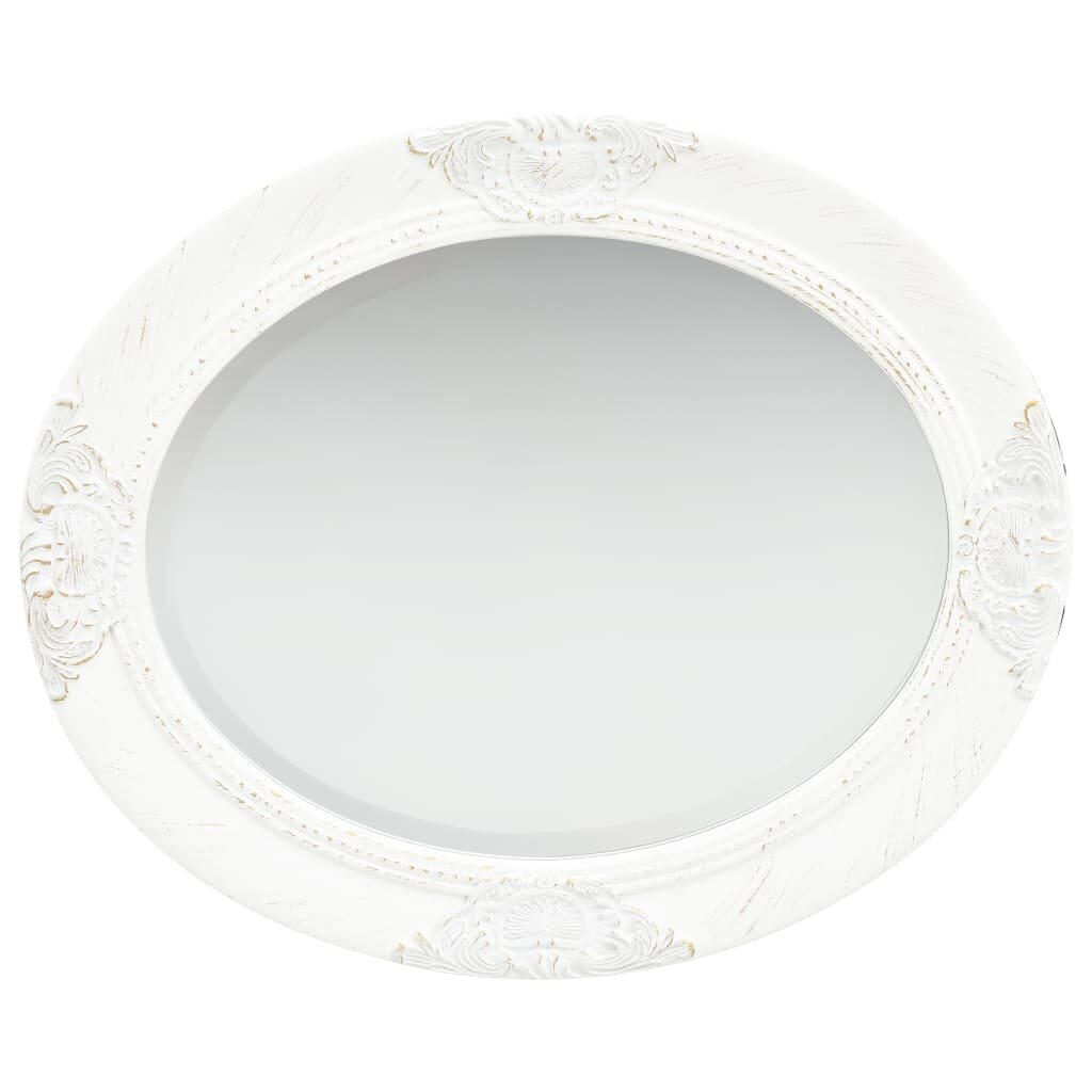 vidaXL baroka stila sienas spogulis, 50x60 cm, balts цена и информация | Spoguļi | 220.lv