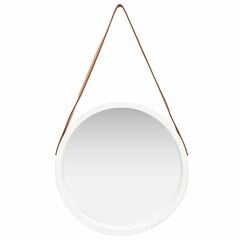 vidaXL sienas spogulis ar siksnu, 50 cm, balts cena un informācija | Spoguļi | 220.lv