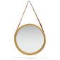 vidaXL sienas spogulis ar siksnu, 50 cm, zelta krāsā cena un informācija | Spoguļi | 220.lv