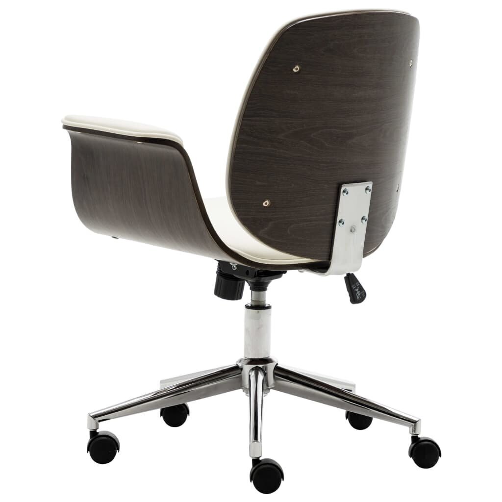 vidaXL biroja krēsls, izliekts koks un mākslīgā āda, balts cena un informācija | Biroja krēsli | 220.lv