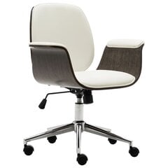 vidaXL biroja krēsls, izliekts koks un mākslīgā āda, balts cena un informācija | Biroja krēsli | 220.lv