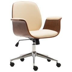 vidaXL biroja krēsls, izliekts koks un mākslīgā āda, krēmkrāsa цена и информация | Офисные кресла | 220.lv