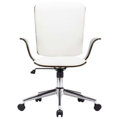 vidaXL grozāms biroja krēsls, balta mākslīgā āda un liekts koks cena un informācija | Biroja krēsli | 220.lv