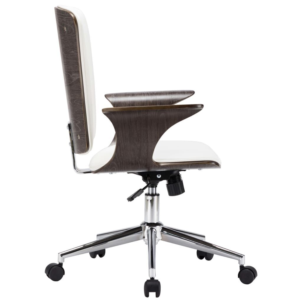 vidaXL grozāms biroja krēsls, balta mākslīgā āda un liekts koks цена и информация | Biroja krēsli | 220.lv