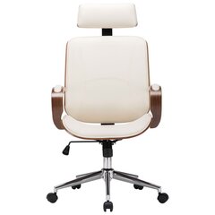 vidaXL grozāms biroja krēsls, krēmkrāsas mākslīgā āda un liekts koks цена и информация | Офисные кресла | 220.lv