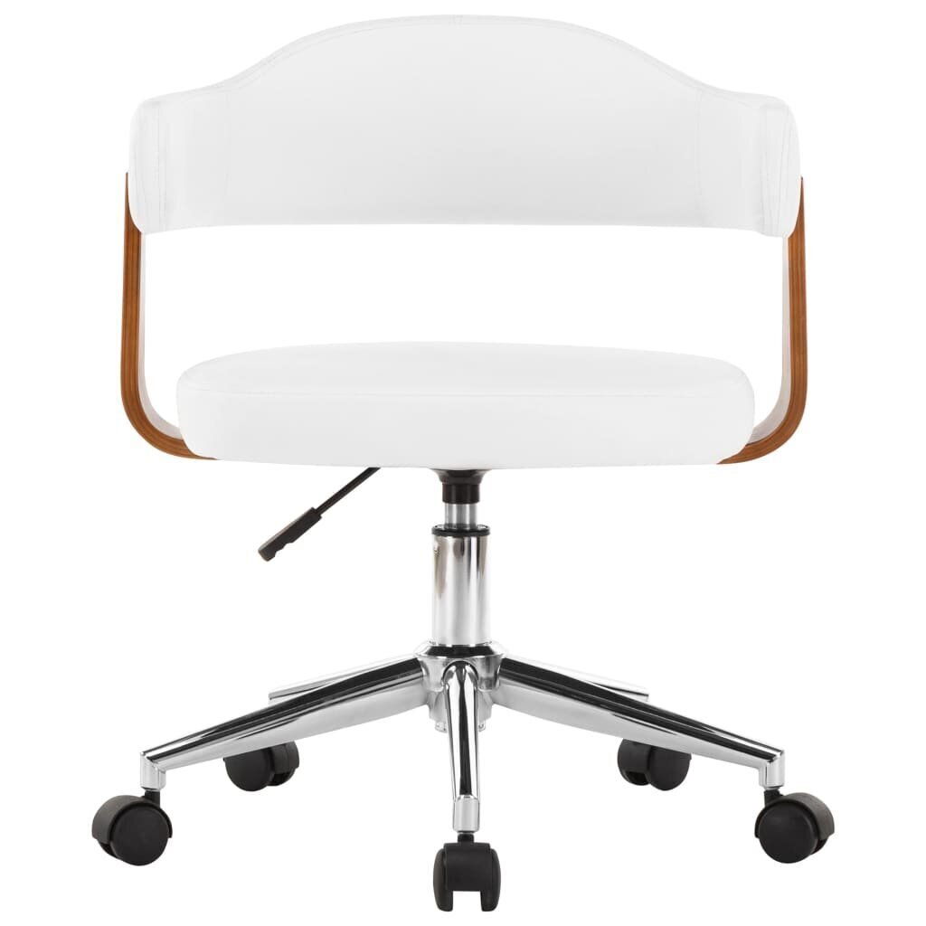 vidaXL biroja krēsls, grozāms, liekts koks, balta mākslīgā āda cena un informācija | Biroja krēsli | 220.lv