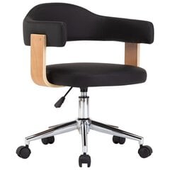 vidaXL biroja krēsls, grozāms, liekts koks, melna mākslīgā āda цена и информация | Офисные кресла | 220.lv