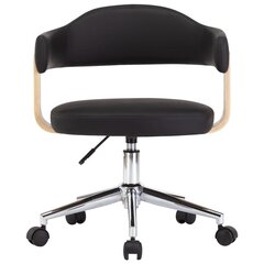 vidaXL biroja krēsls, grozāms, liekts koks, melna mākslīgā āda цена и информация | Офисные кресла | 220.lv