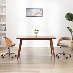 vidaXL biroja krēsls, grozāms, liekts koks, pelēkbrūns audums cena un informācija | Biroja krēsli | 220.lv