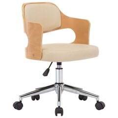 vidaXL biroja krēsls, grozāms, liekts koks, krēmkrāsas mākslīgā āda cena un informācija | Biroja krēsli | 220.lv