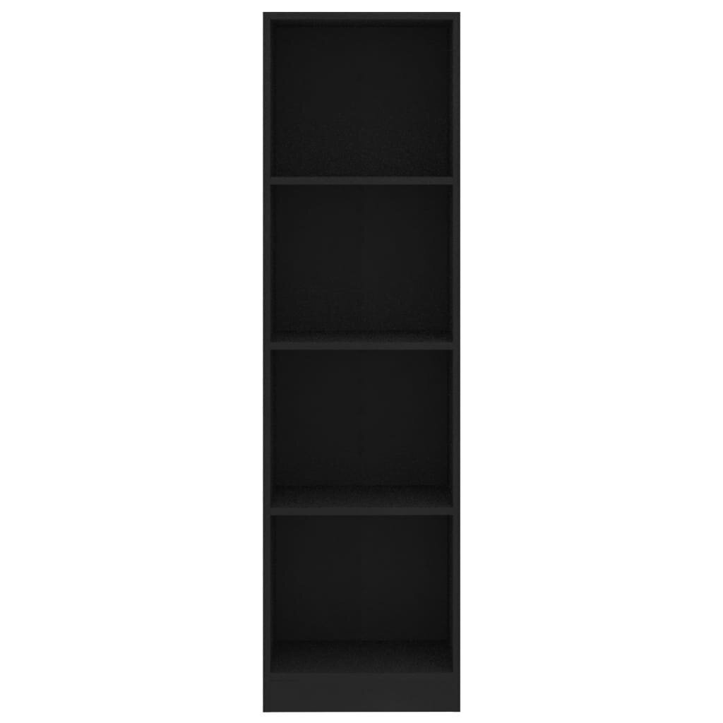 vidaXL 4-līmeņu grāmatu plaukts, melns, 40x24x142 cm, skaidu plāksne cena un informācija | Plaukti | 220.lv