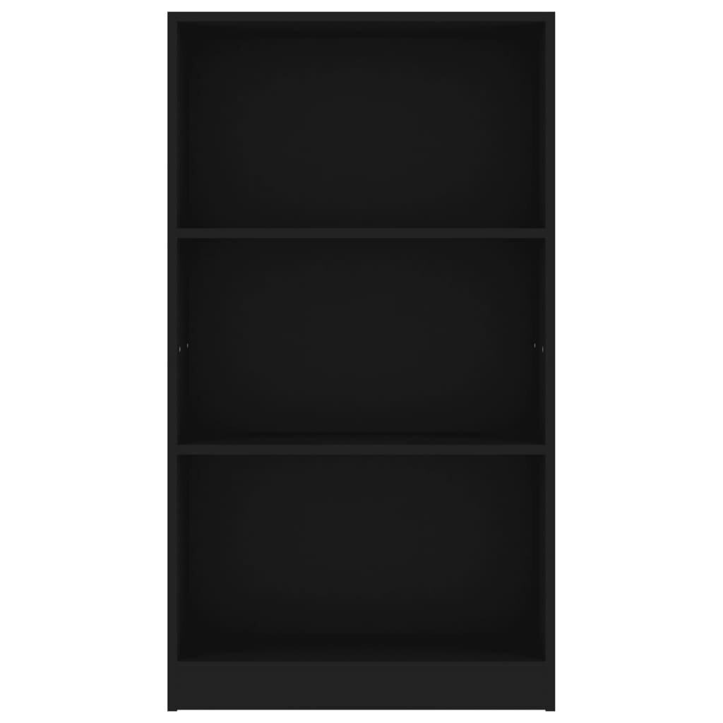 vidaXL 3-līmeņu grāmatu plaukts, melns, 60x24x108 cm, skaidu plāksne cena un informācija | Plaukti | 220.lv