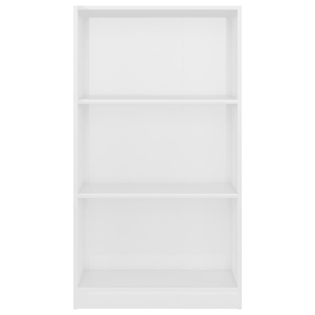 vidaXL 3-līmeņu grāmatu plaukts, balts, 60x24x108 cm, skaidu plāksne cena un informācija | Plaukti | 220.lv