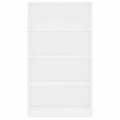 vidaXL 4-līmeņu grāmatu plaukts, balts, 80x24x142 cm, skaidu plāksne cena un informācija | Plaukti | 220.lv